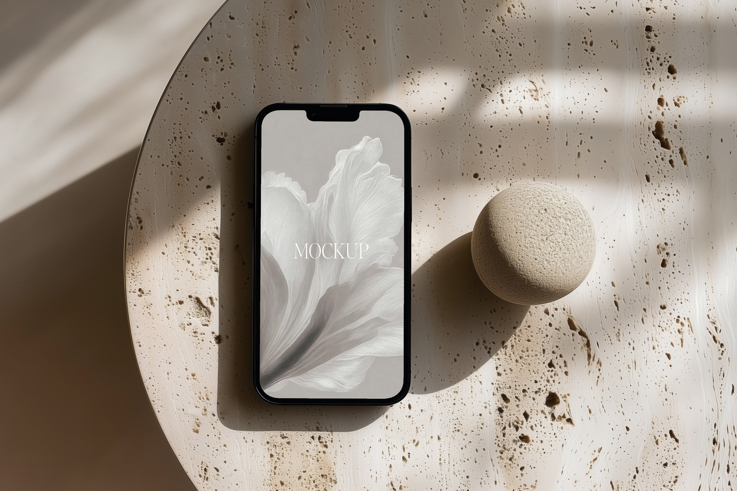 IPhone Mockup - Travertine Table